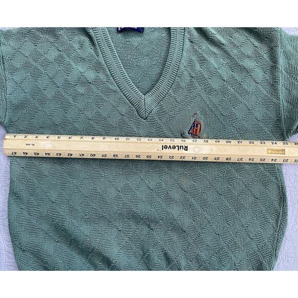Vintage Scottish Isle Green Embroidered Golfing L S Green Sweater Read - Picture 5 of 7